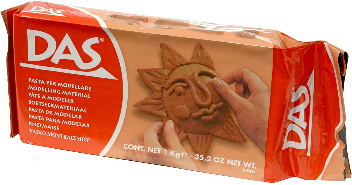 Air Dry Hardening Modeling Clay by DAS Made in Italy 1kg White / Terracotta Kids Friendly