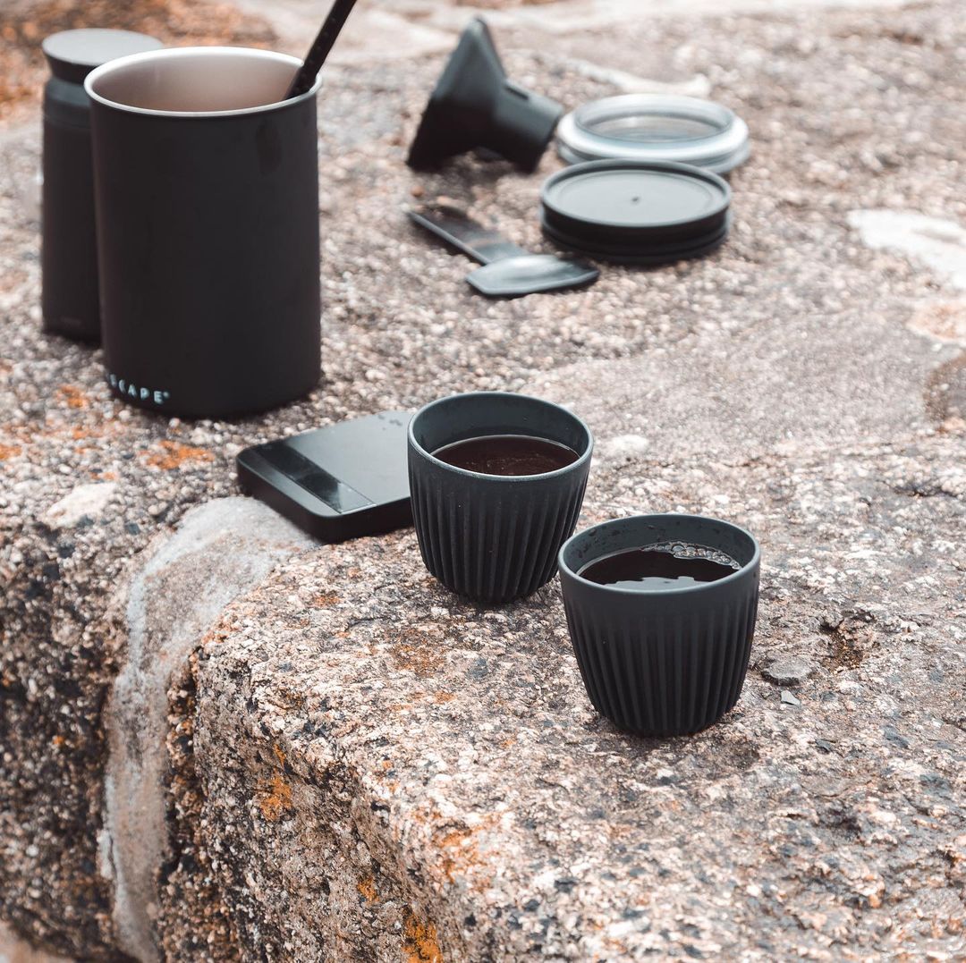 Huskee Coffee Cups Pack of 4 [3oz/88ml] (Charcoal/Natural)