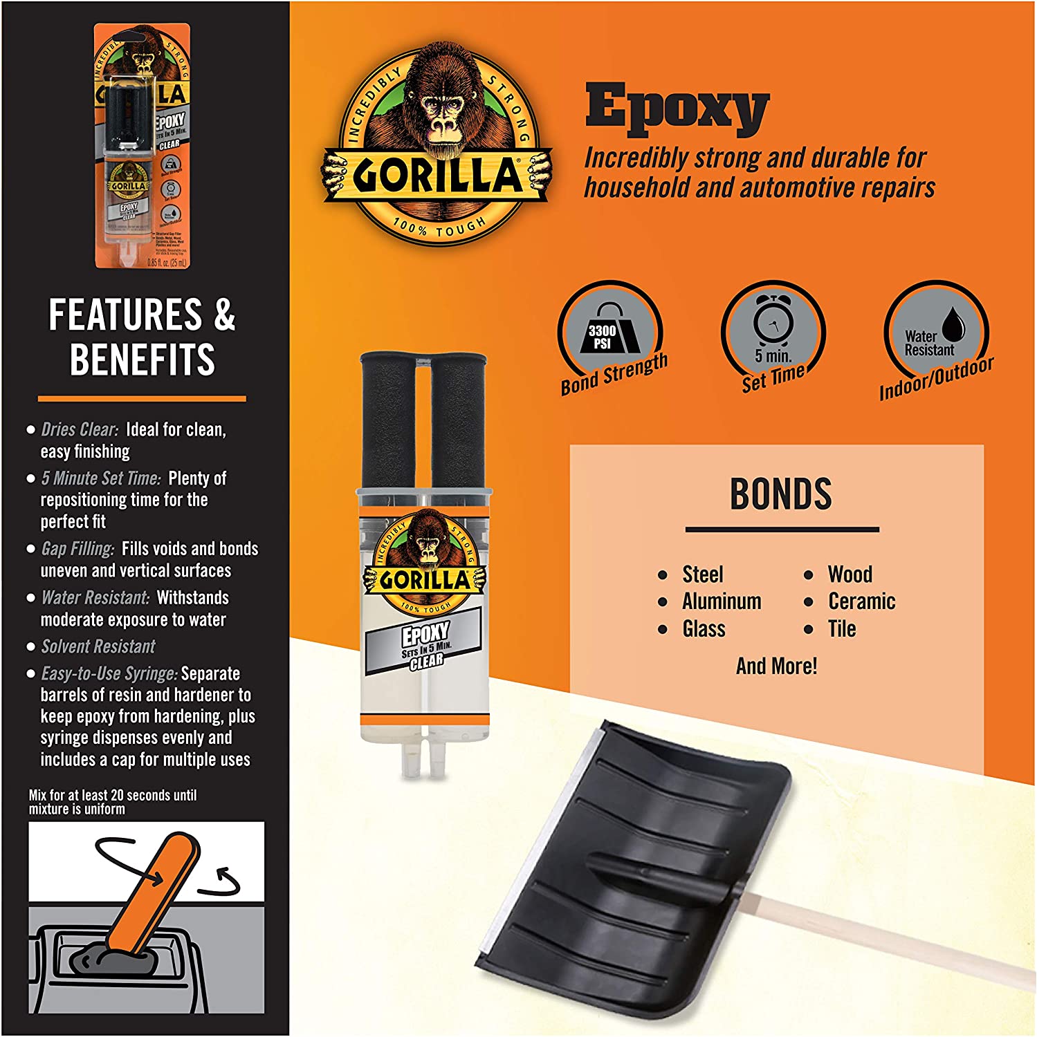 Gorilla Epoxy Clear [25ml] 300PSI Water Resistant