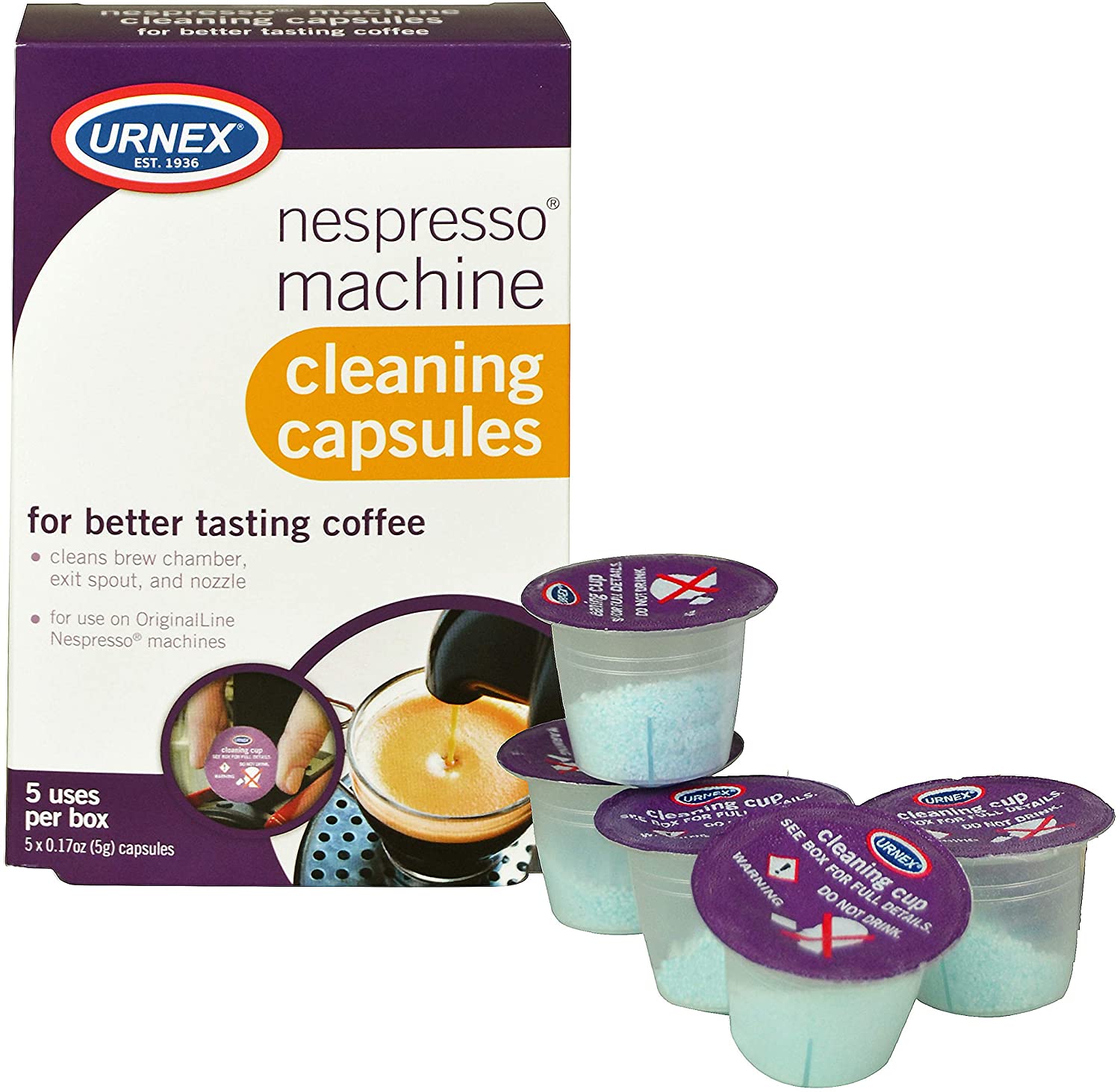 Urnex Nespresso Machine Cleaner - 5 Pods