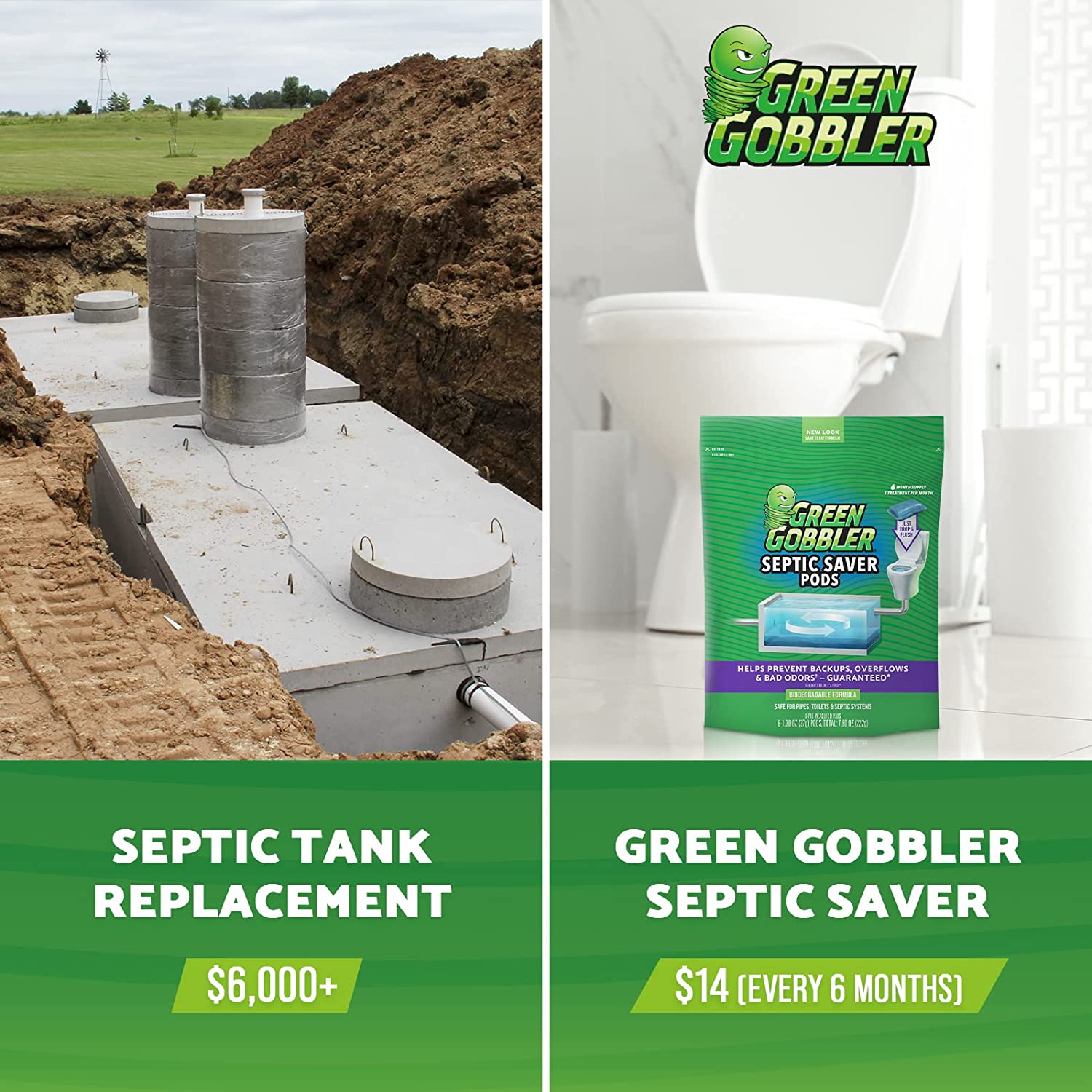 Green Gobbler Septic Tank Treatment [Pack of 6]