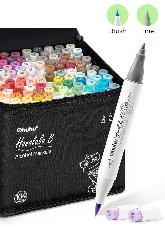 Ohuhu Honolulu B Series Alcohol Markers – Brush & Fine Tip Dual-End Art Marker Set for Artists
