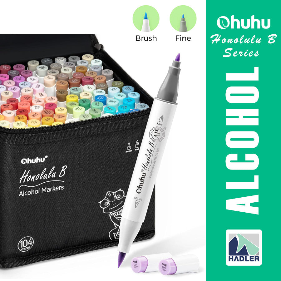 Ohuhu Honolulu B Series Alcohol Markers – Brush & Fine Tip Dual-End Art Marker Set for Artists