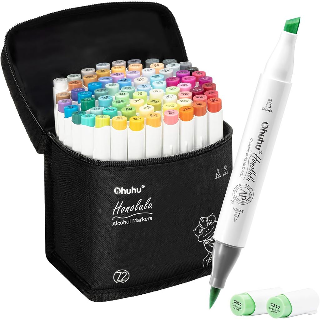 Ohuhu Honolulu Series Alcohol Markers – Brush & Chisel Tip Dual-End Art Marker Set for Artists