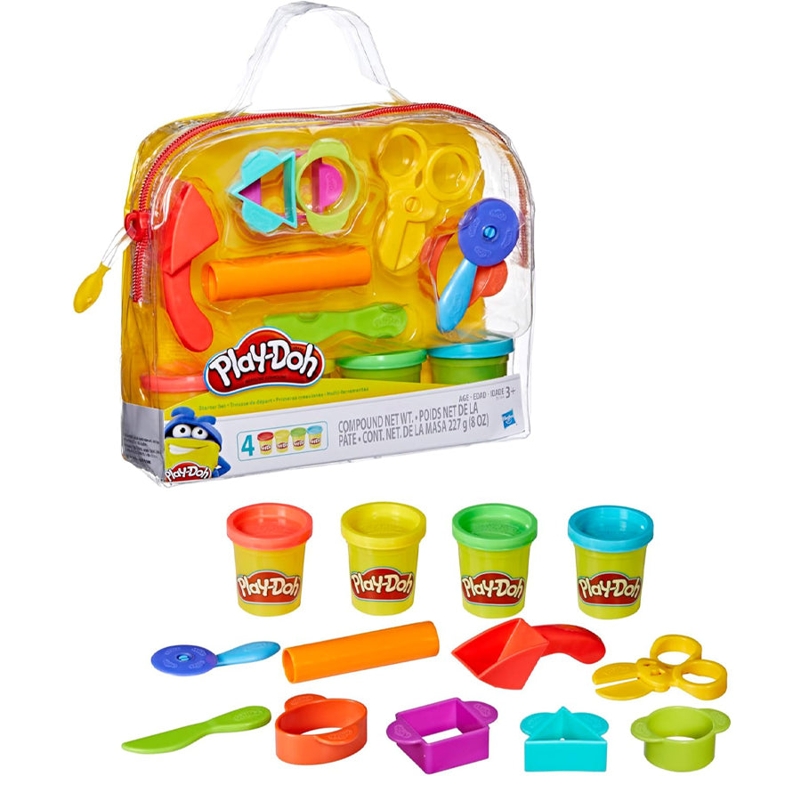 Playdoh Starter Set [Plastic Tools & 4 Cans of Playdoh] Suitable for Young Children Easy Play Creativity Game