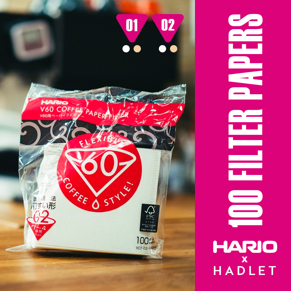 Hario V60 Coffee Paper Filter (Size 01| 02, 100 Count)
