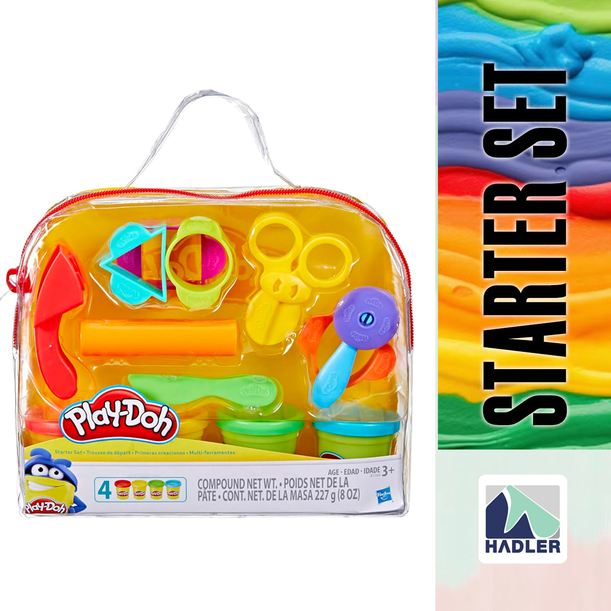 Playdoh Starter Set [Plastic Tools & 4 Cans of Playdoh] Suitable for Young Children Easy Play Creativity Game