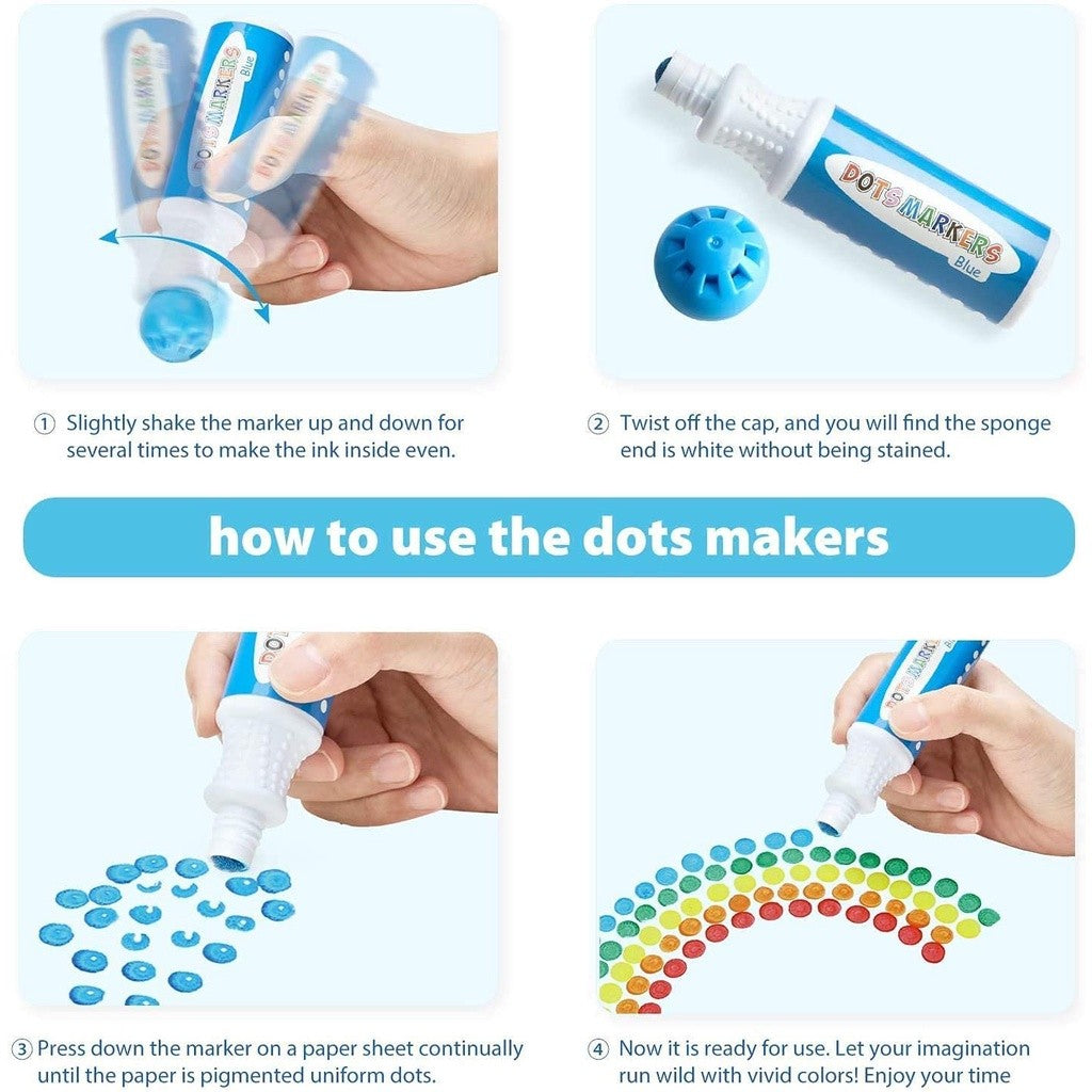 Ohuhu Dot Paint Markers Kit, 8 Colors (40 Ml, 1.41 Oz.) [Water-Based Non-Toxic]