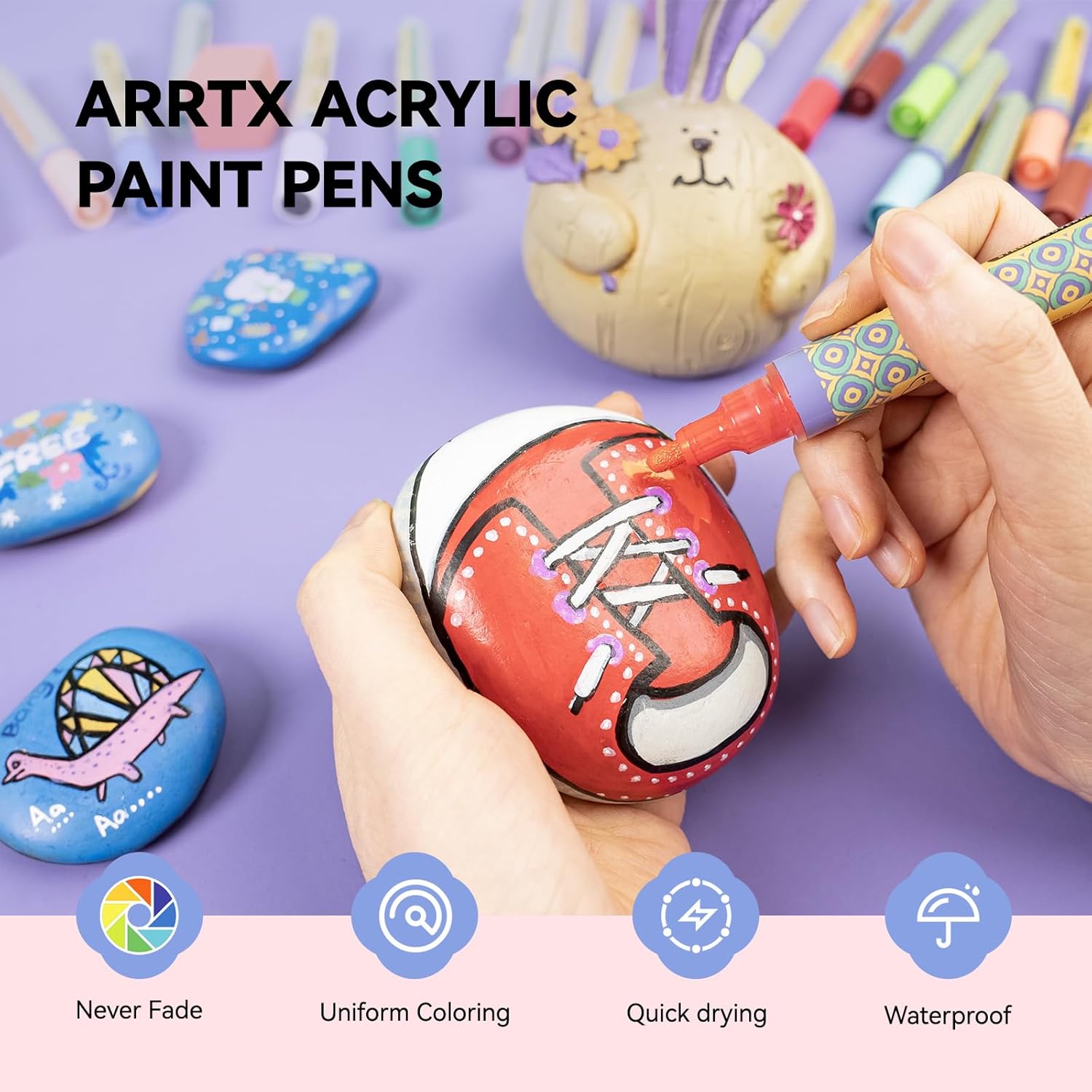 Arrtx 48 Colors Acrylic Paint Markers 3mm Medium Tip