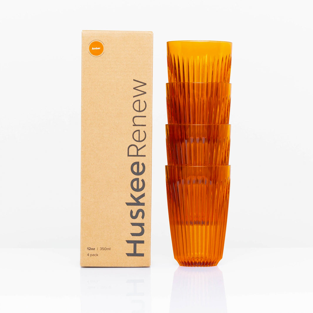 Huskee Renew 12oz Pack of 4 Coffee Cups [Amber]