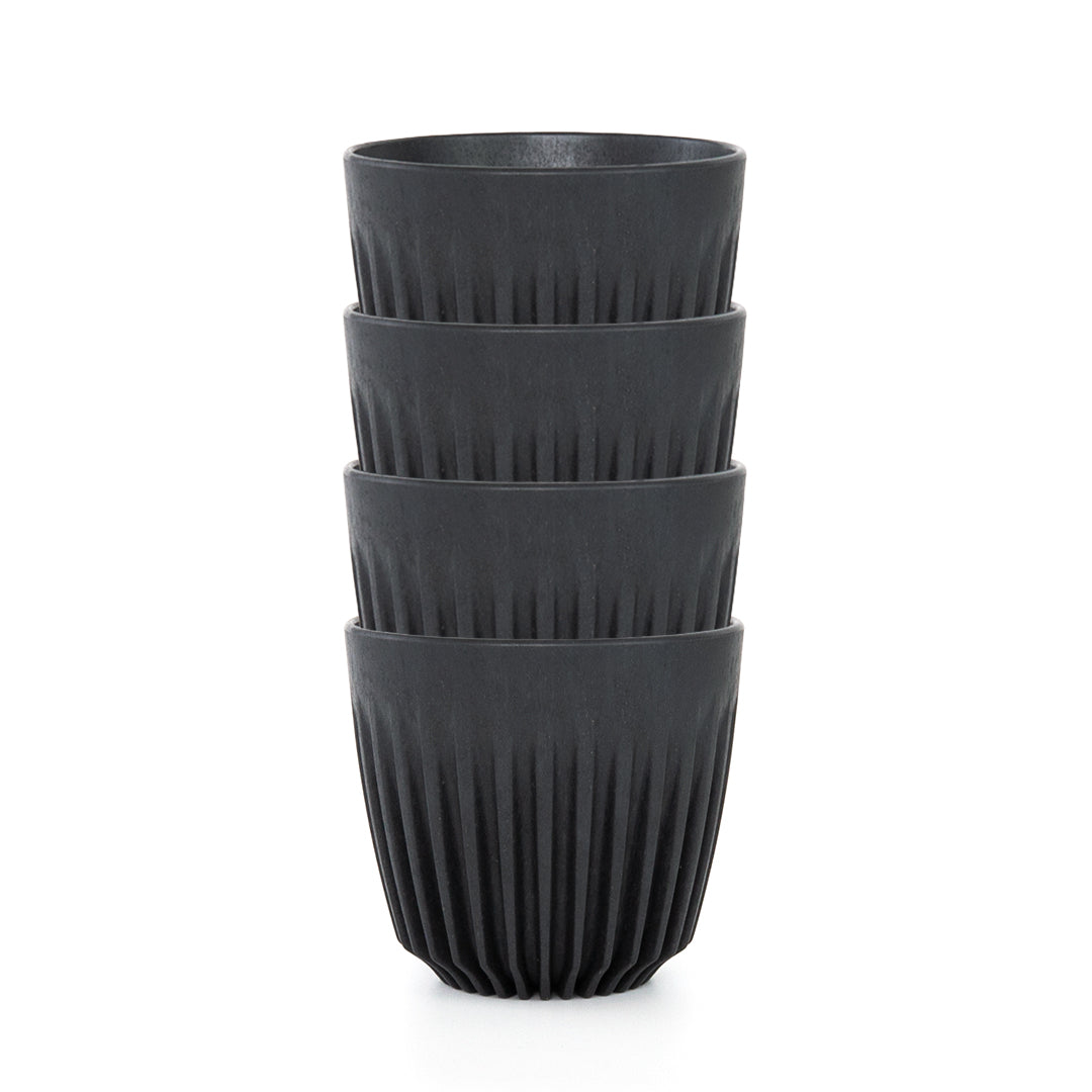 Huskee Coffee Cups Pack of 4 [3oz/88ml] (Charcoal/Natural)