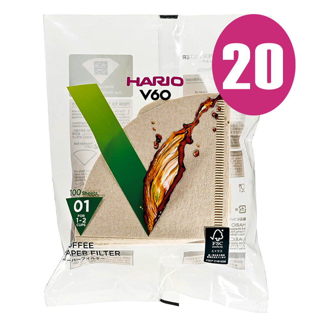 Hario Filter Paper 01 Natural [10/20/50 Packs]