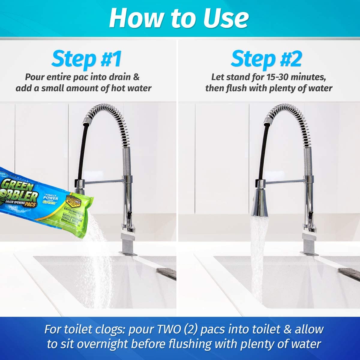 Green Gobbler Drain and Toilet Clogs Opener [3 Packs]