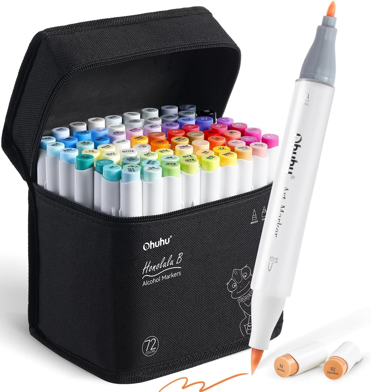 Ohuhu Honolulu B Series Alcohol Markers – Brush & Fine Tip Dual-End Art Marker Set for Artists