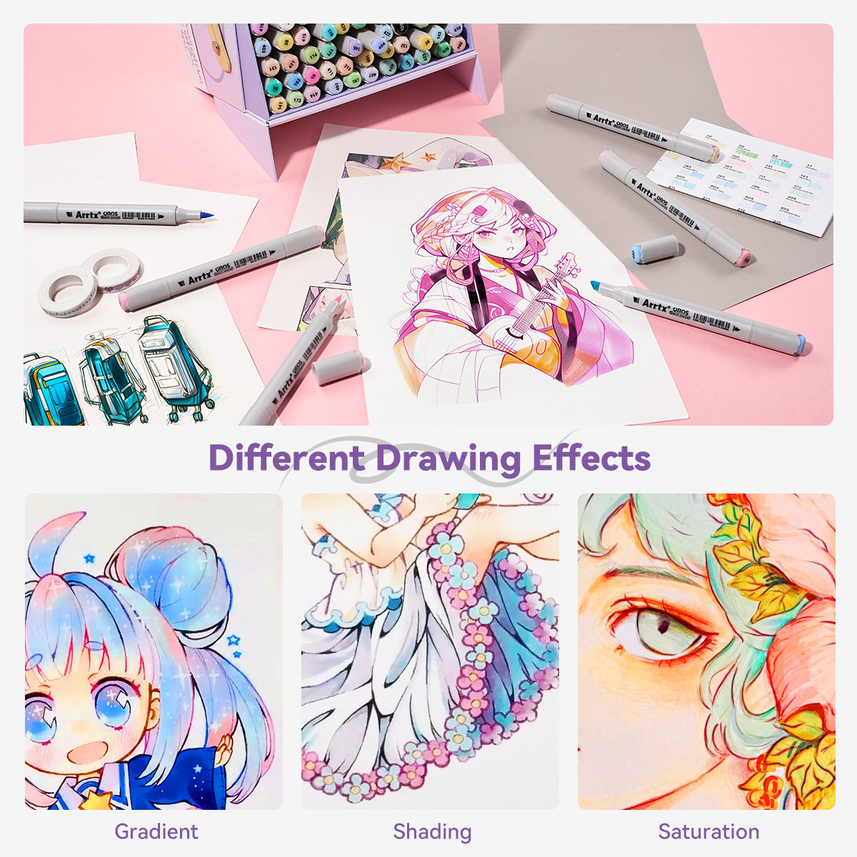 Arrtx Pastel Brush Alcohol Markers Oros 66 Colors