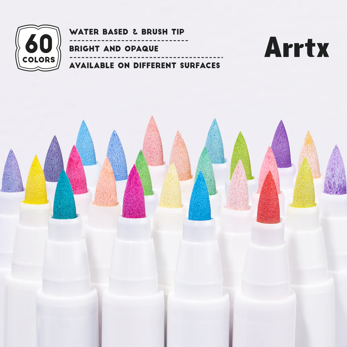 Arrtx 60 Colors Acrylic Marker Brush Tip Set B