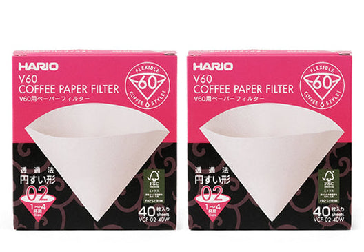 Hario Coffee Filter Paper V60 White 01/02 40 Count [Set of 2/5]