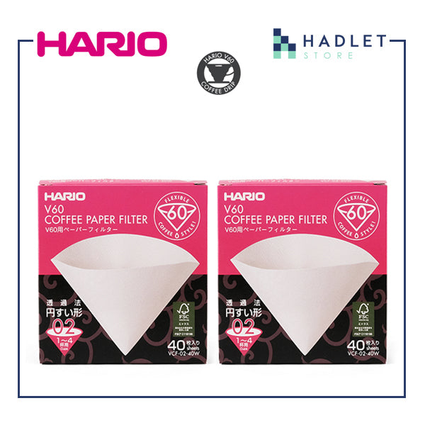 Hario Coffee Filter Paper V60 White 01/02 40 Count [Set of 2/5]