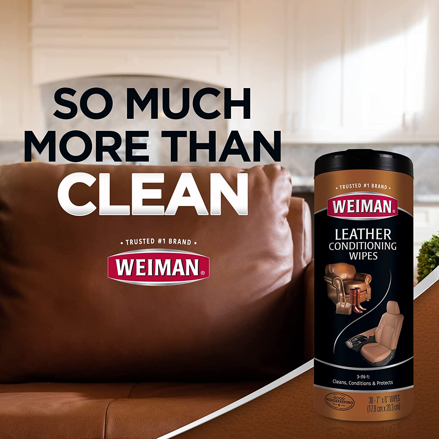 Weiman Leather Wipes, 7 x 8 Inches [Pack of 30]