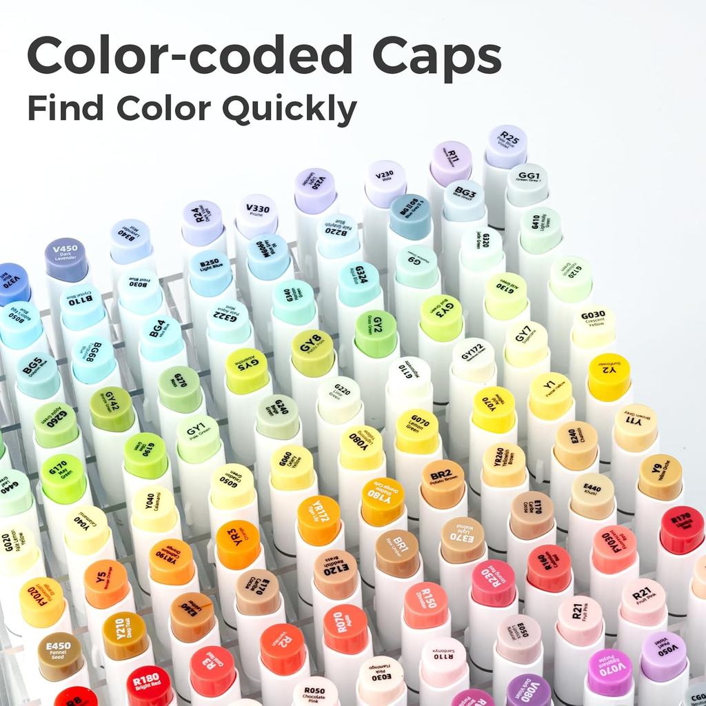 Ohuhu Honolulu B Series Alcohol Markers – Brush & Fine Tip Dual-End Art Marker Set for Artists