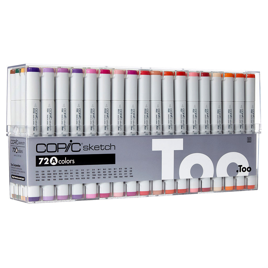 Copic Sketch 72 Markers Set [A-E] with Acrylic Marker Holder