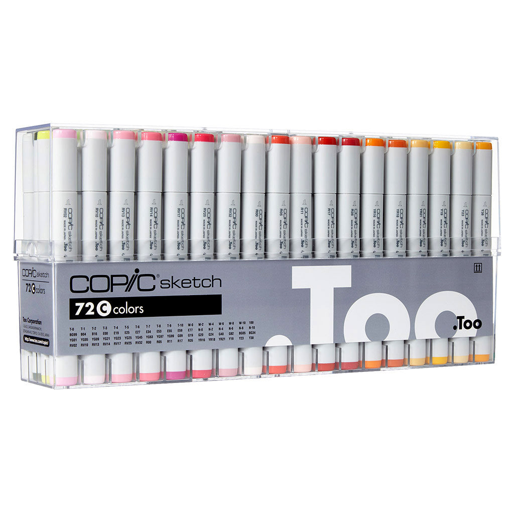Copic Sketch 72 Markers Set [A-E] with Acrylic Marker Holder