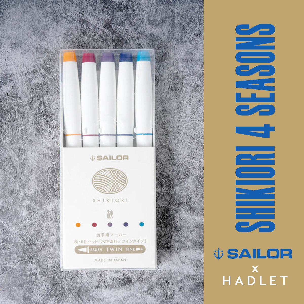 Sailor Twin Brush Pen + Fine Tip Shikiori Marker [4 Seasons Pack of 5]