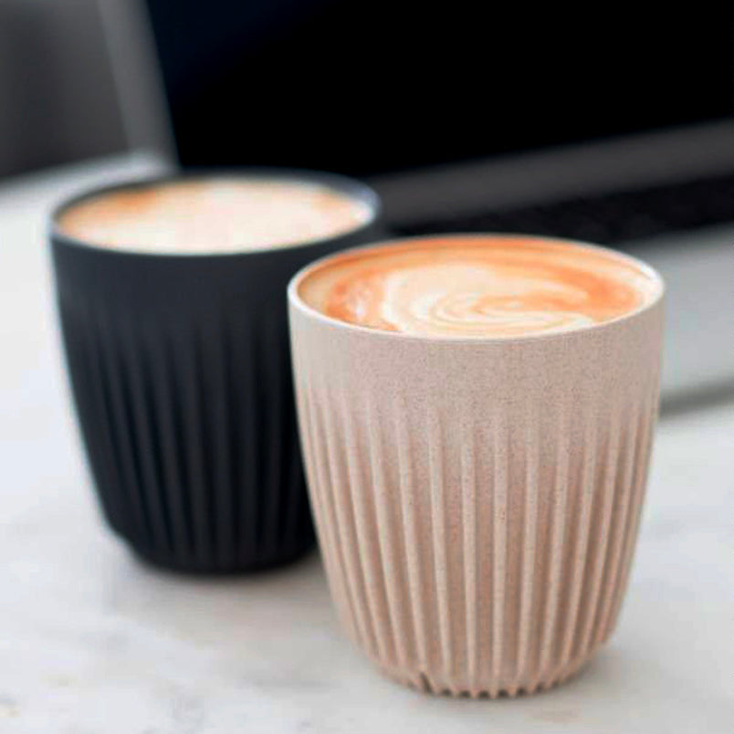 Huskee Coffee Cup + Lid Charcoal/Natural [180ml/6oz] Eco-Friendly Non Toxic | Huskee | The Hadler Store