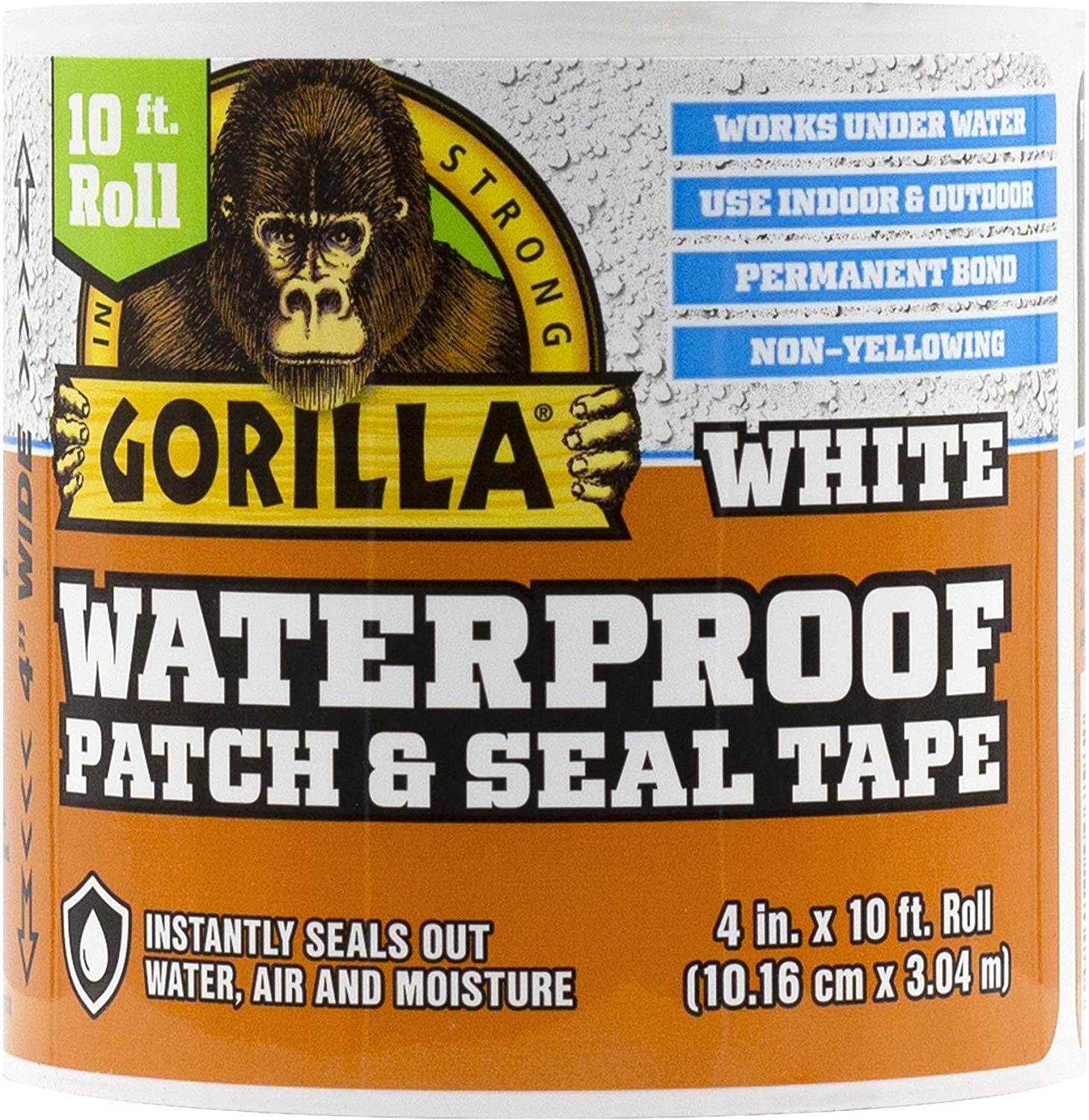 Gorilla Waterproof Patch & Seal Tape, 3.04 x 0.1 m, Black/White/Clear