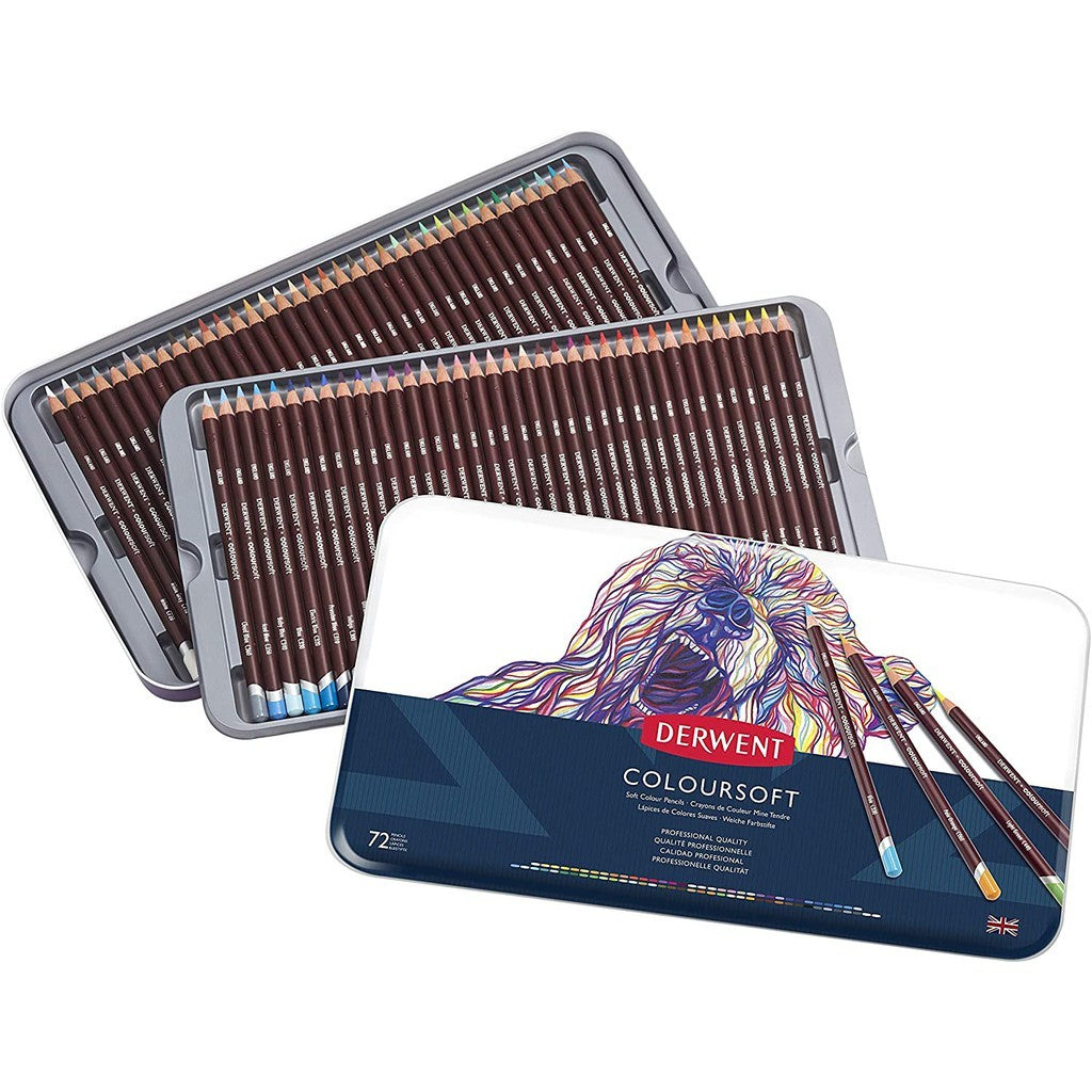 Derwent ColourSoft Colour Pencils for Drawing Art [Metal Tin, 72 Count]