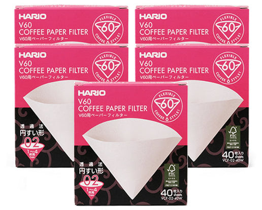 Hario Coffee Filter Paper V60 White 01/02 40 Count [Set of 2/5]