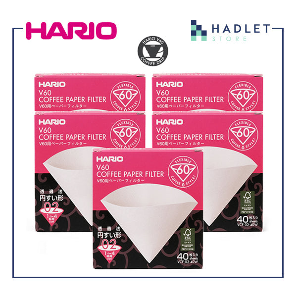 Hario Coffee Filter Paper V60 White 01/02 40 Count [Set of 2/5]