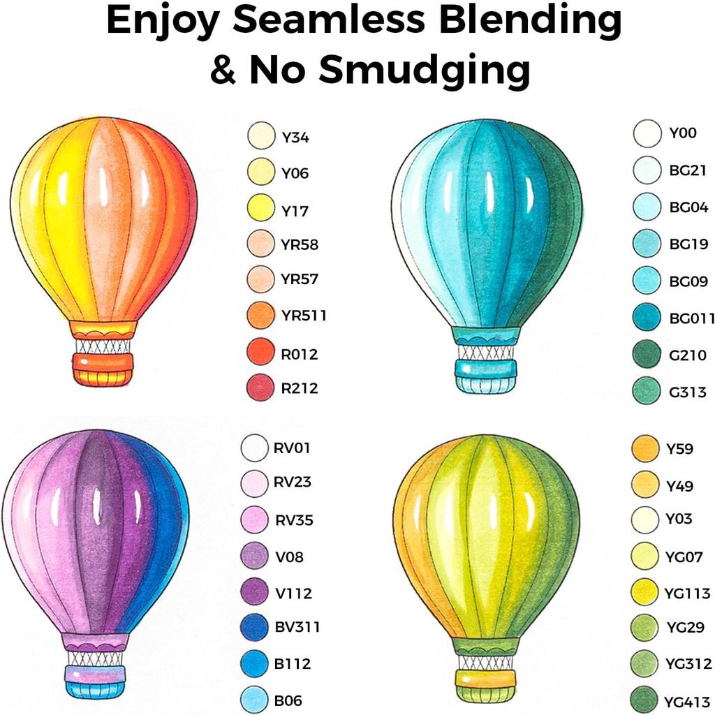 Ohuhu Honolulu B Series Alcohol Markers – Brush & Fine Tip Dual-End Art Marker Set for Artists