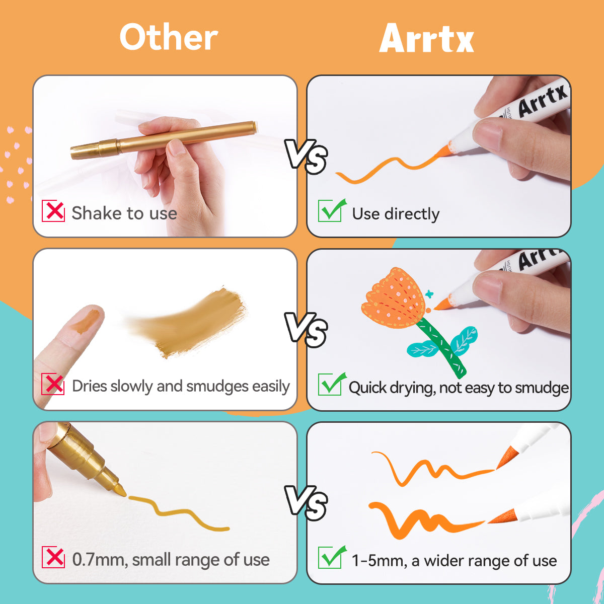 Arrtx 36 Colors Acrylic Brush Paint Pens