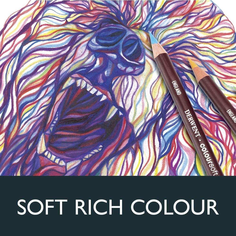 Derwent ColourSoft Colour Pencils for Drawing Art [Metal Tin, 72 Count]