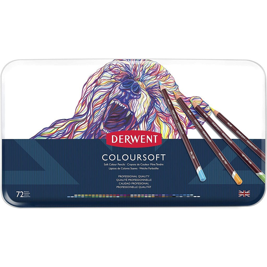 Derwent ColourSoft Colour Pencils for Drawing Art [Metal Tin, 72 Count]