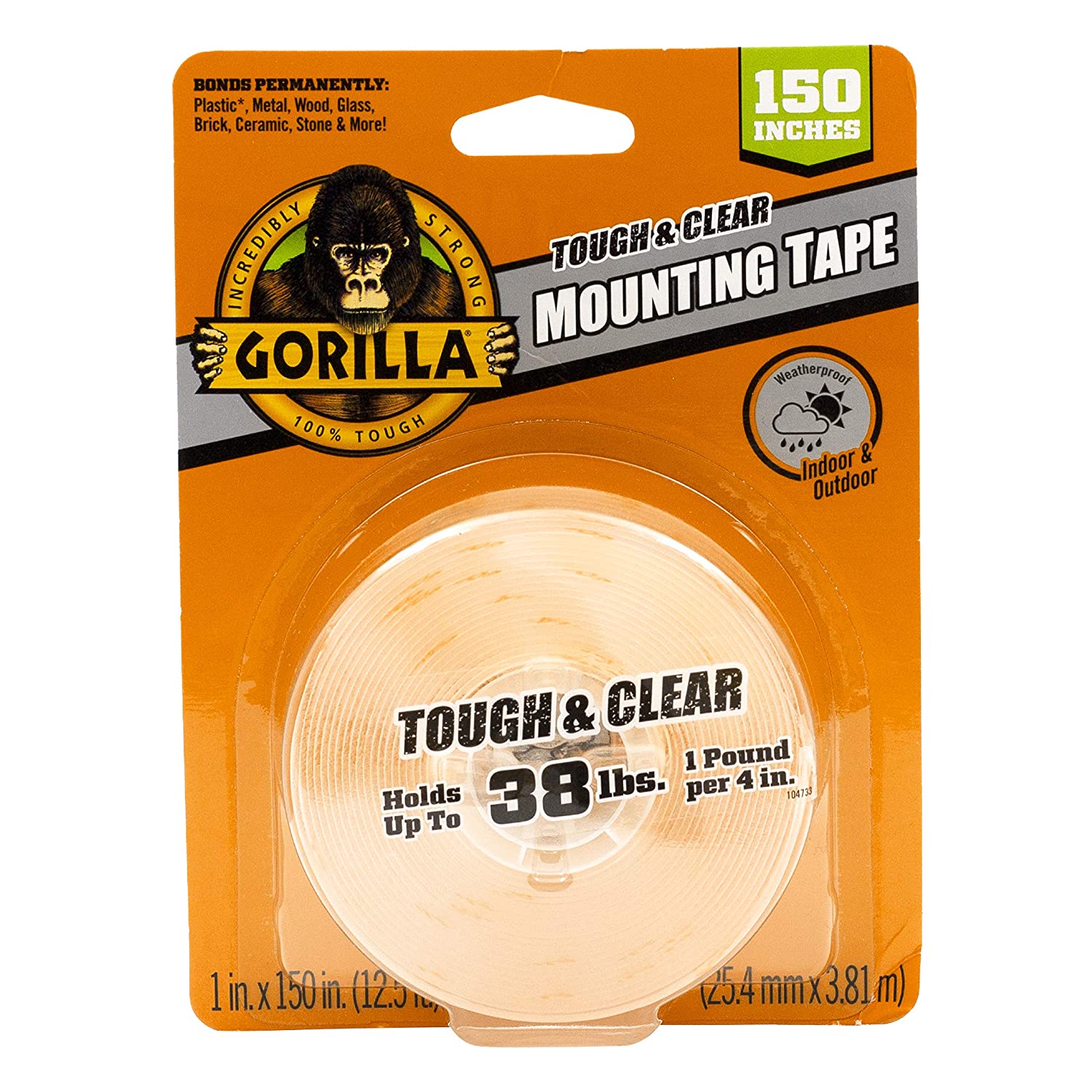 Gorilla Double Sided Mounting Tape (Tough & Clear) [60/150 inches]