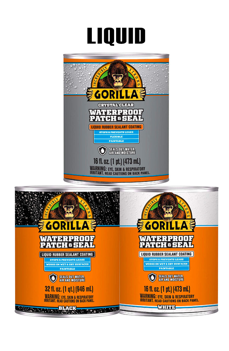Gorilla Waterproof Patch and Seal Liquid 473/946ml [Clear/Black/White] | Gorilla | The Hadler Store
