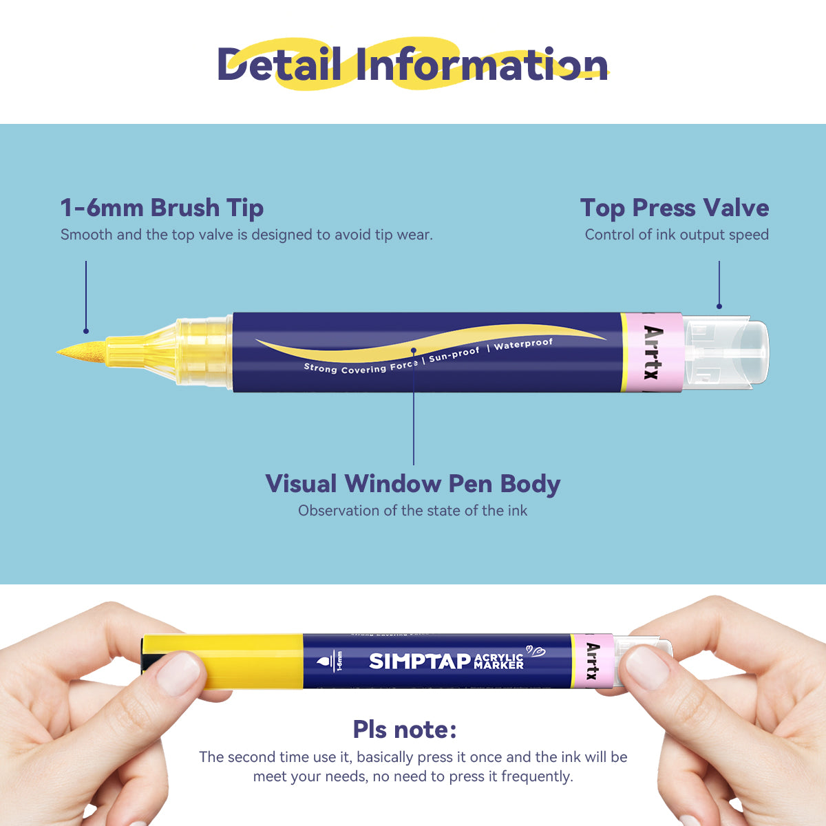 Arrtx Simptap Acrylic Marker 24 Colors