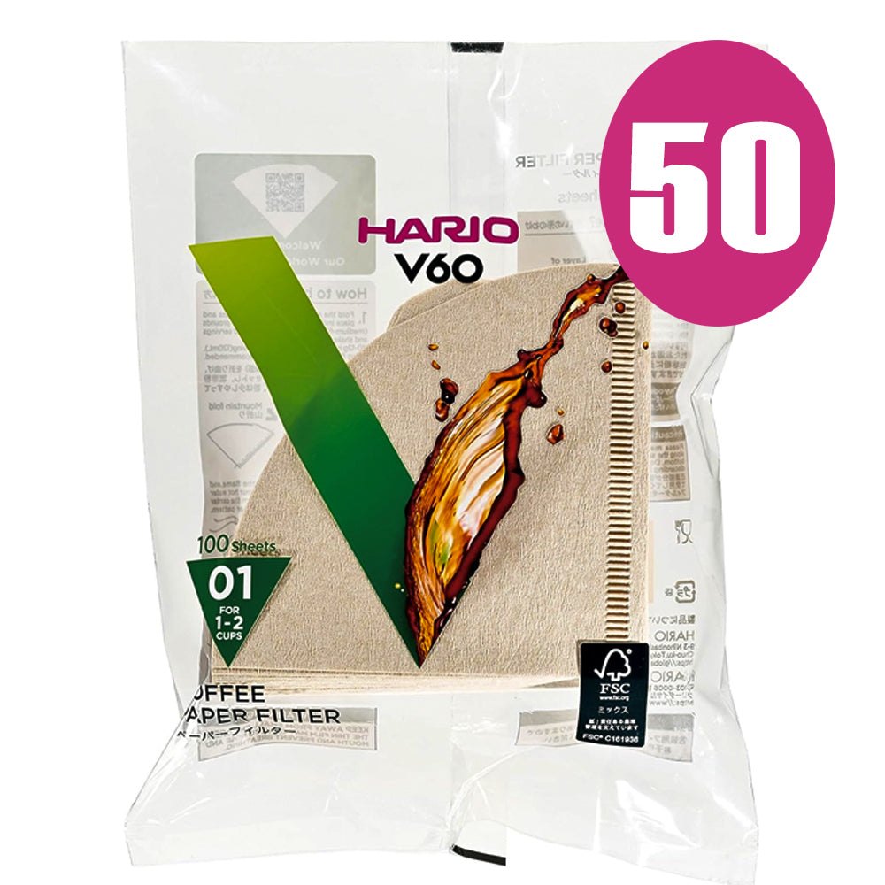 Hario Filter Paper 01 Natural [10/20/50 Packs]