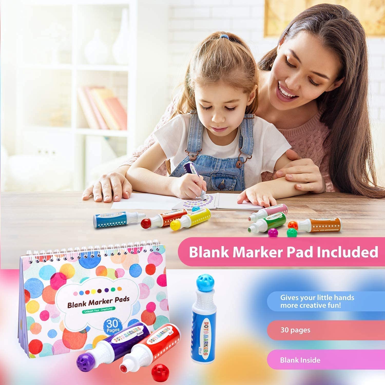 Ohuhu Dot Paint Markers Kit, 8 Colors (40 Ml, 1.41 Oz.) [Water-Based Non-Toxic]