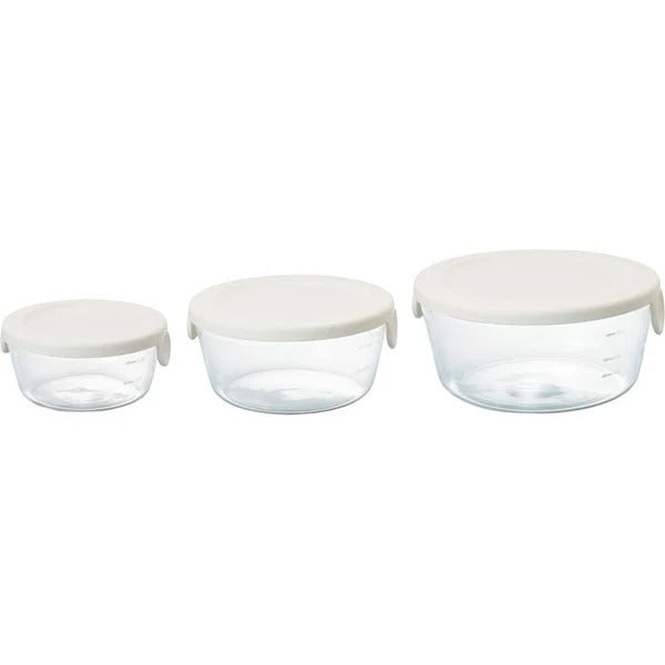 Hario Heat Resistant Glass Storage Container Set of 3 [White]