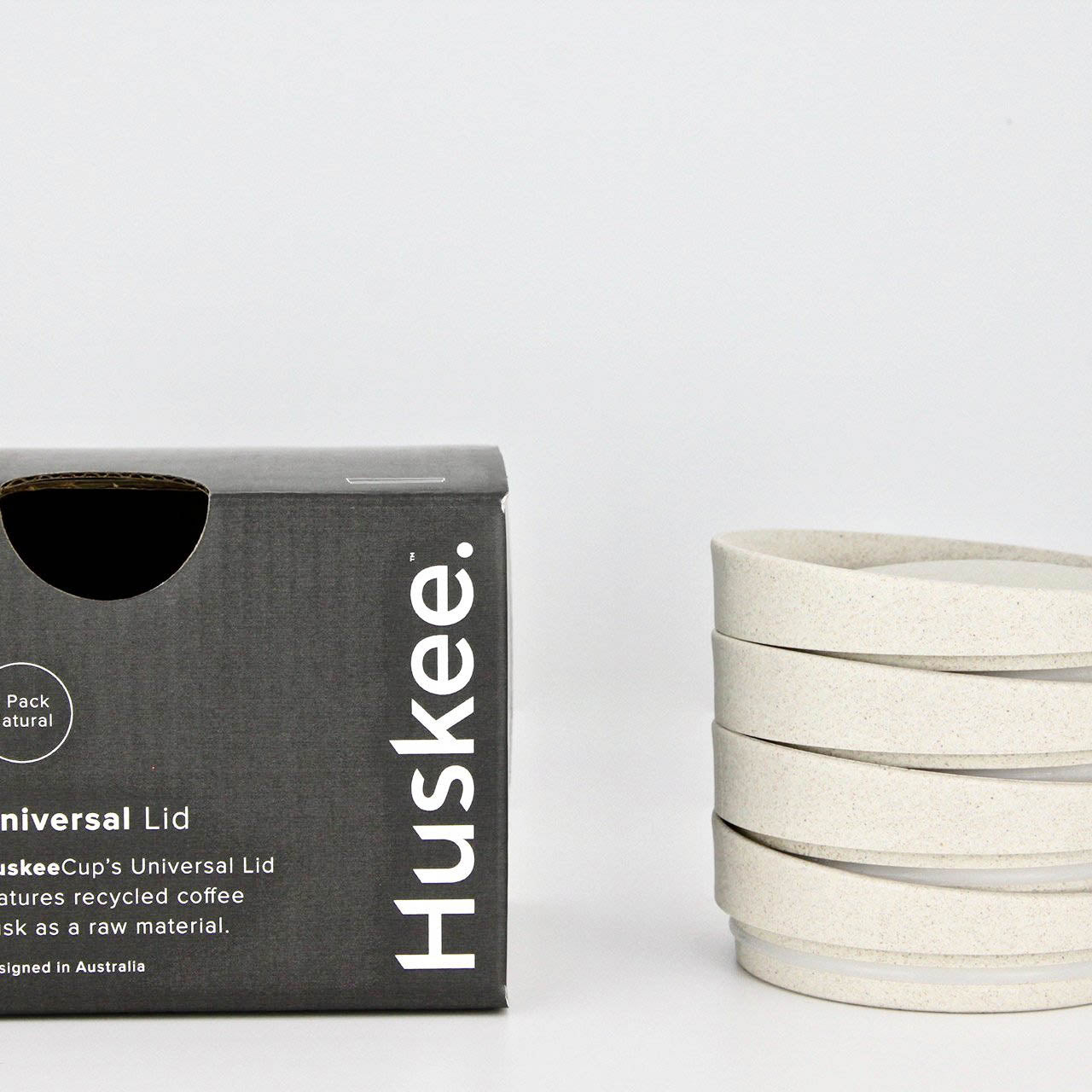 Huskee Coffee Universal Lid Pack of 4 (Charcoal/Natural)