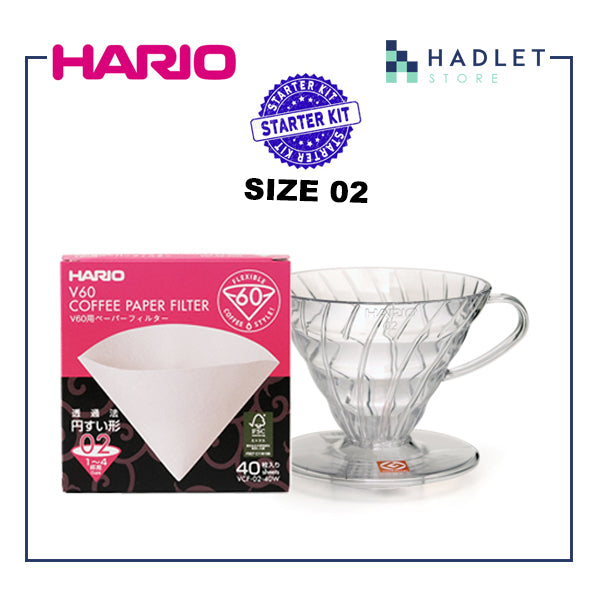 Hario V60 Coffee Starter Kit Dripper & Filter Paper [Size 01/02] White/Transparent/Red