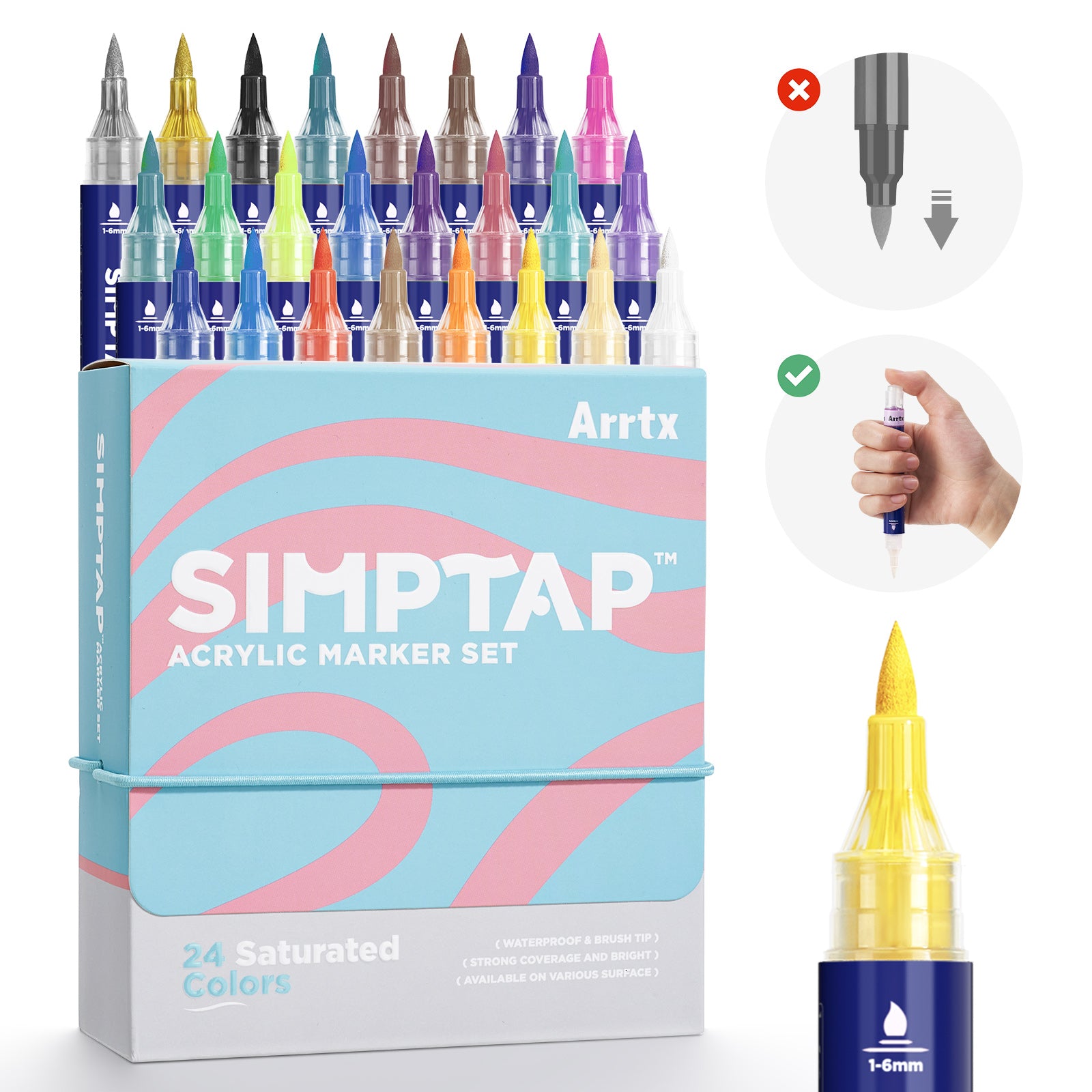 Arrtx Simptap Acrylic Marker 24 Colors