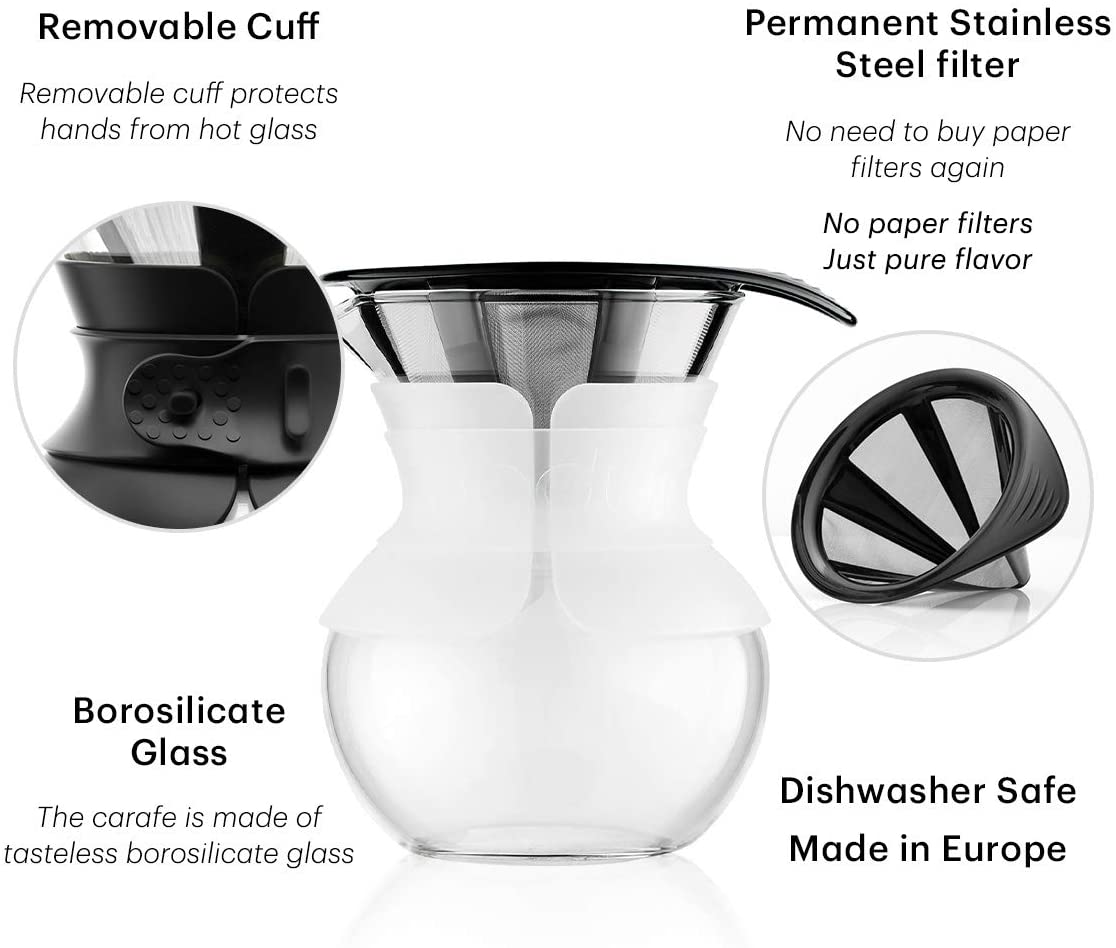 Bodum Pour Over Coffee Maker with Band [Cork/Black]