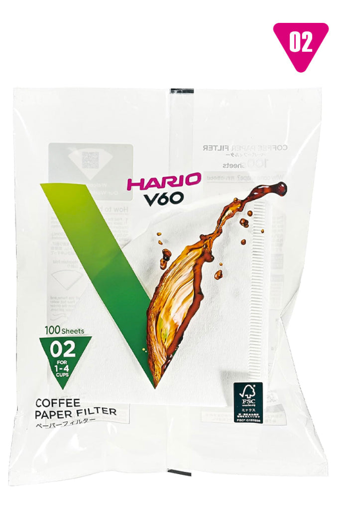 Hario Filter Paper 02 White [10/20/50 Packs] | Hario pour over coffee dripper brewing | The Hadler Store