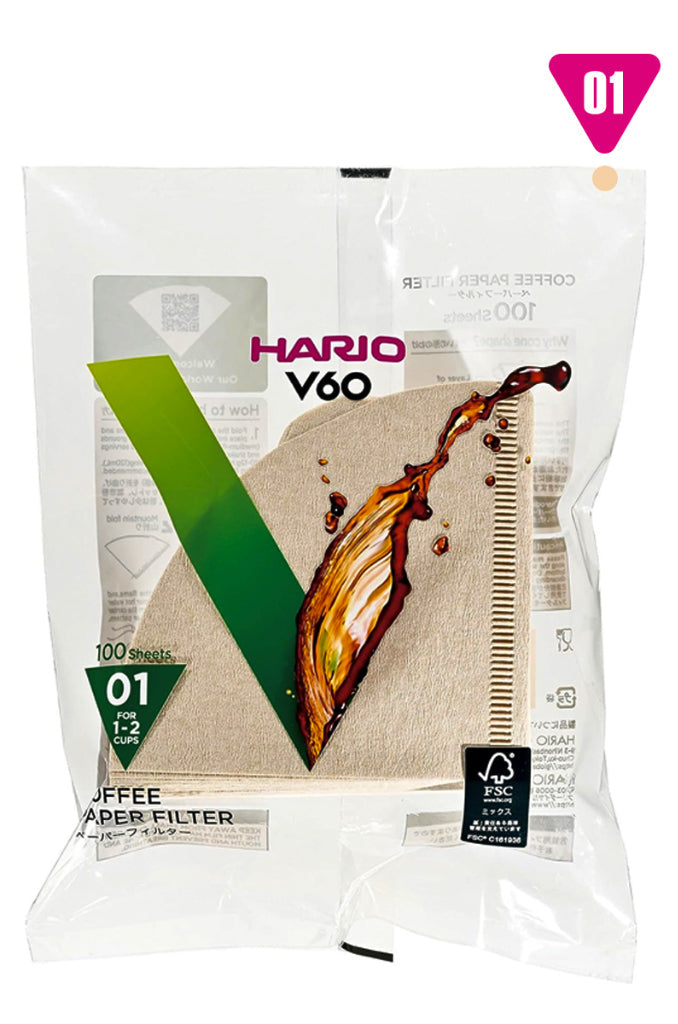 Hario Filter Paper 01 Natural [10/20/50 Packs] | Hario pour over coffee dripper brewing | The Hadler Store