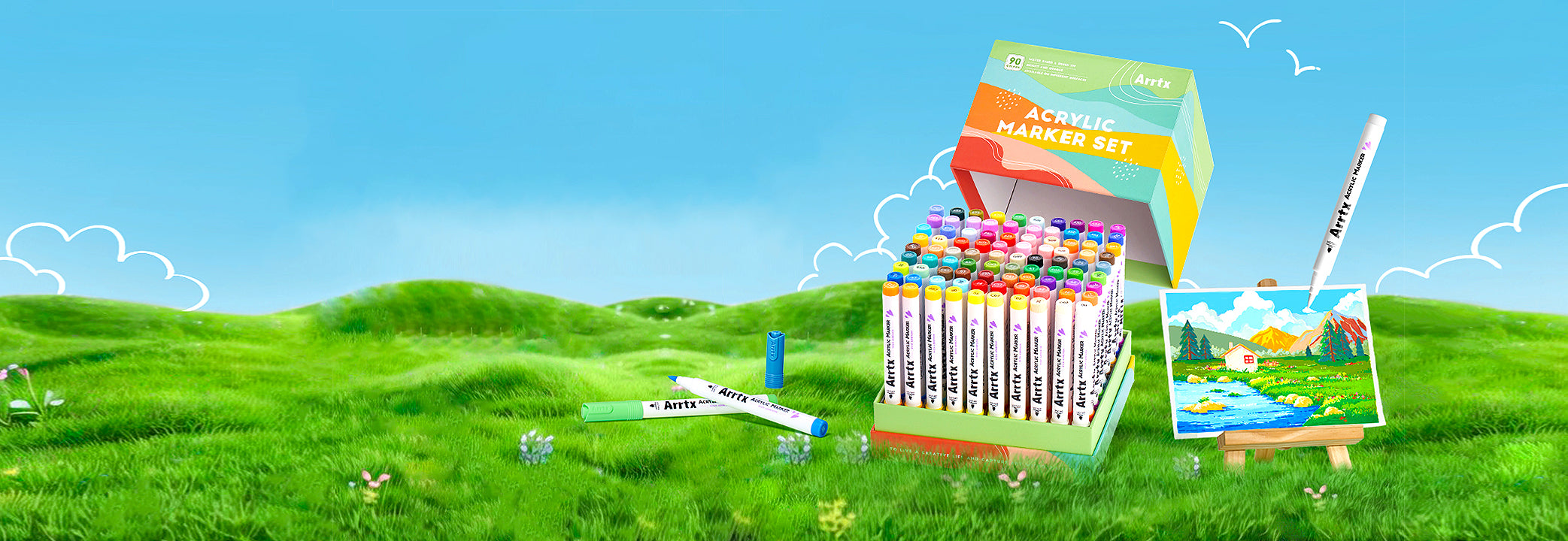 Arrtx alcohol acrylic markers dual tip art supplies Singapore