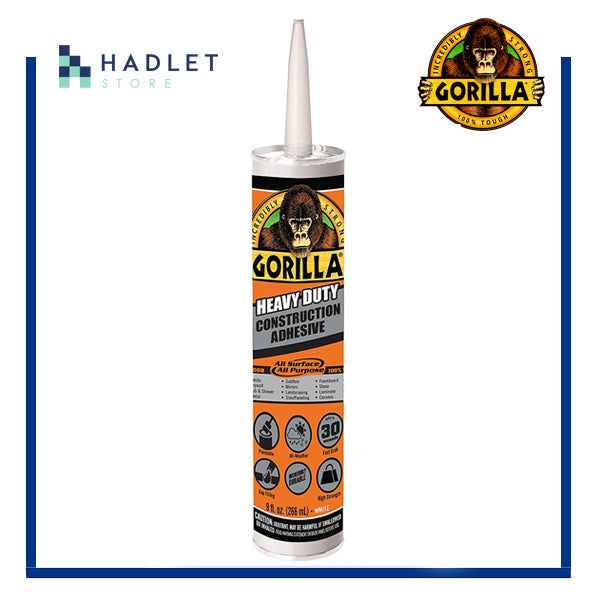 Gorilla Heavy Duty Regular/Ultimate Construction Adhesive, 9 oz/266ml White Cartridge